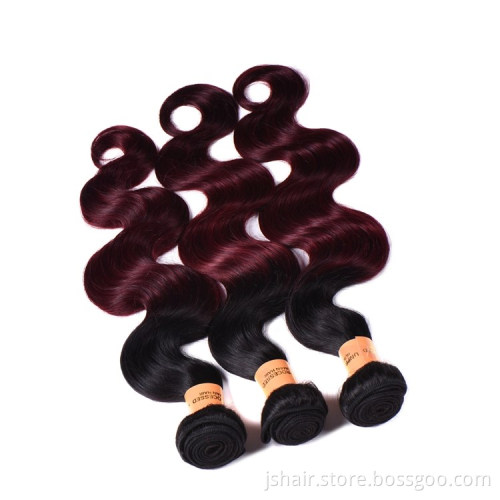 Two Tone Ombre Colored Brazilian hair Weave Bundles, 1B/99J Color Brazilian Body Wave Hair
